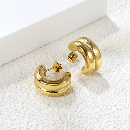 Double C-shaped Earrings 9*15.4mm asonjewelry