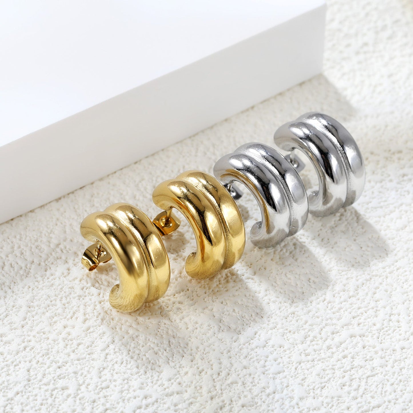 Double C-shaped Earrings 9*15.4mm asonjewelry