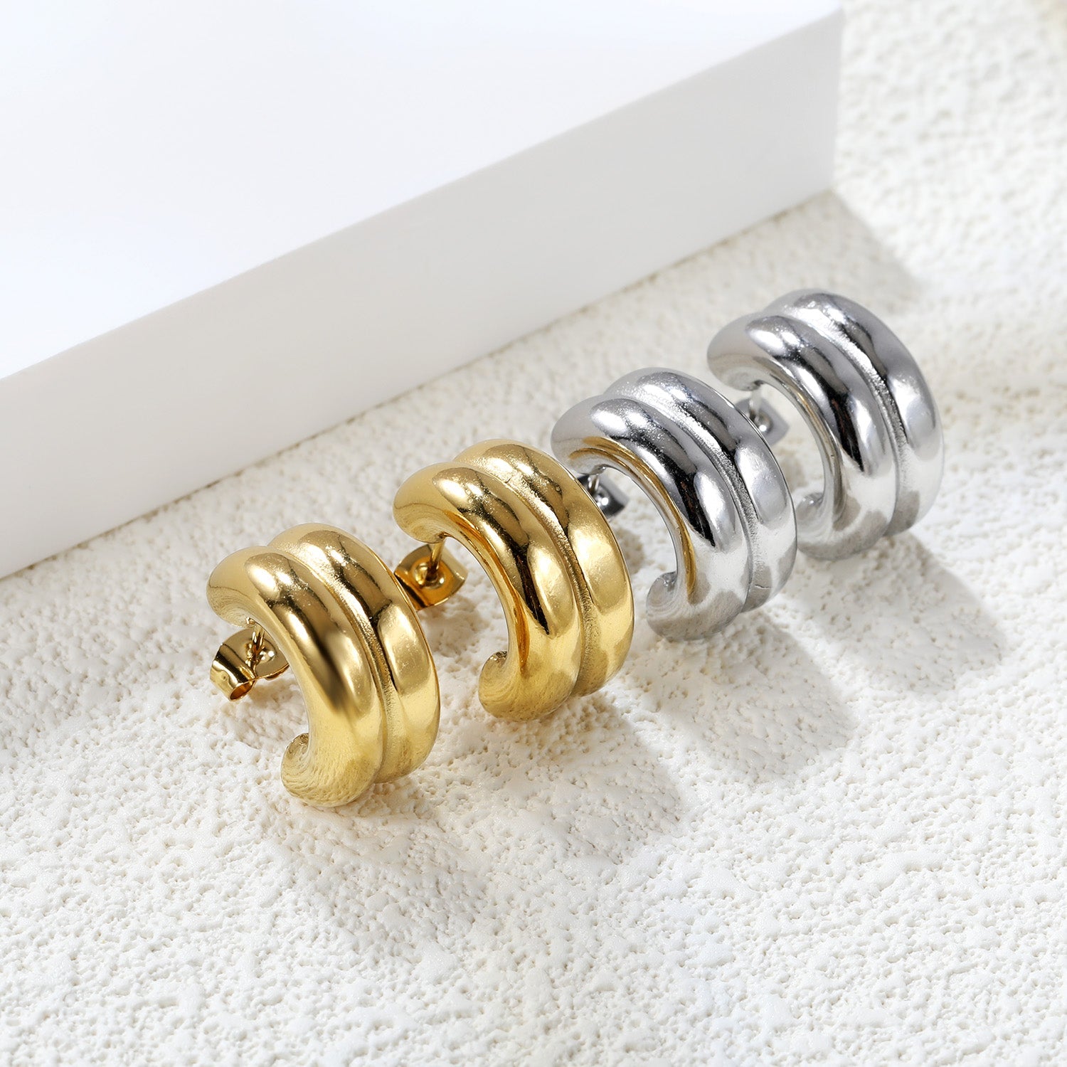 Double C-shaped Earrings 9*15.4mm asonjewelry