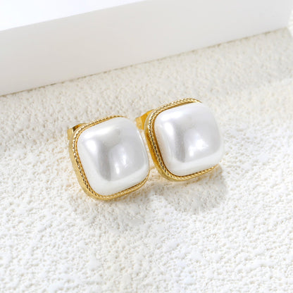 Lace Square with White Pearl Earrings 16.4*16.4mm asonjewelry