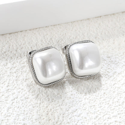 Lace Square with White Pearl Earrings 16.4*16.4mm asonjewelry