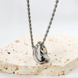 Small four sided mill necklace (OD 15mm ring size 5 pendant) 2.0 twist chain 40+5cm+6mm round tag steel color/golden color