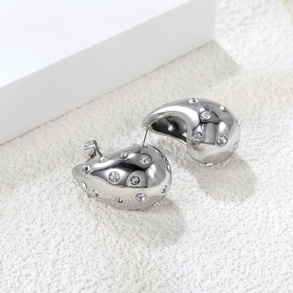 Teardrop Hollow with White Diamonds Earrings 16.2*26mm asonjewelry
