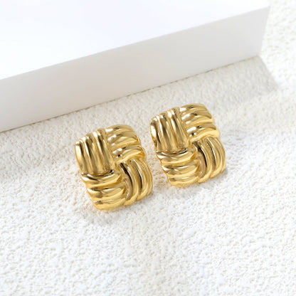 Square Knitted Earrings 21*21mm Gold Color asonjewelry