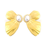 24*37mm Butterfly wings with half 7.6*9.8mm oval blue turquoise/white gum beads earrings gold color