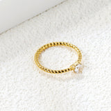 White Triangle Diamonds with Twist Band Ring