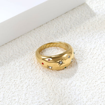 Exaggerated Mixed Color Diamond Design Ring asonjewelry