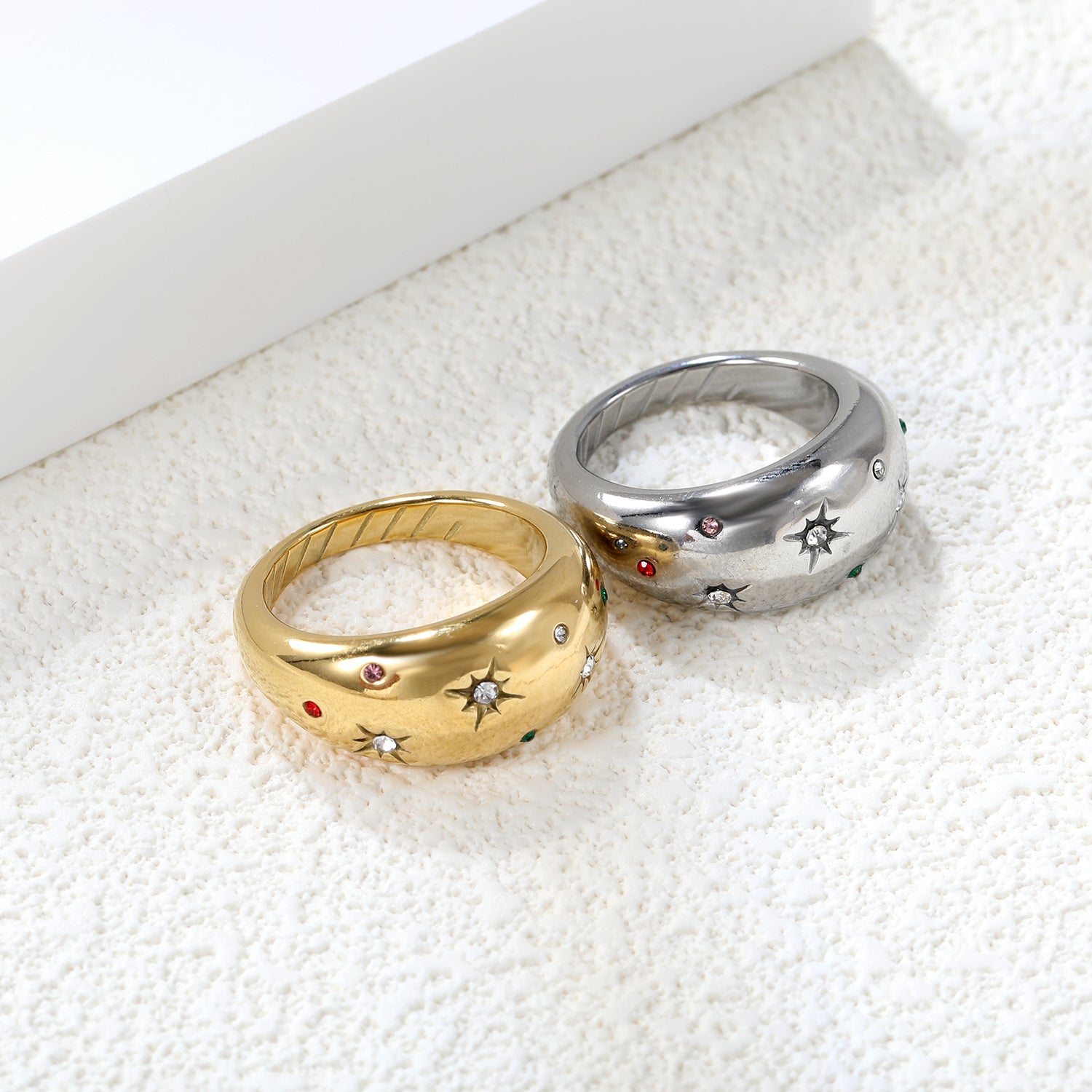 Exaggerated Mixed Color Diamond Design Ring asonjewelry