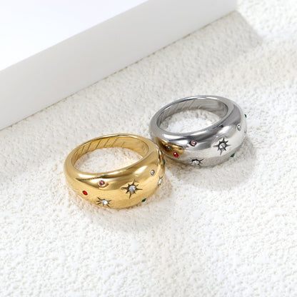 Exaggerated Mixed Color Diamond Design Ring asonjewelry