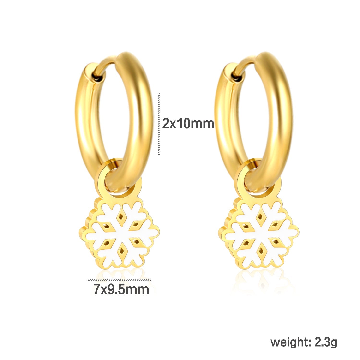 Children's Christmas winter snowflake drop earrings gold color asonjewelry