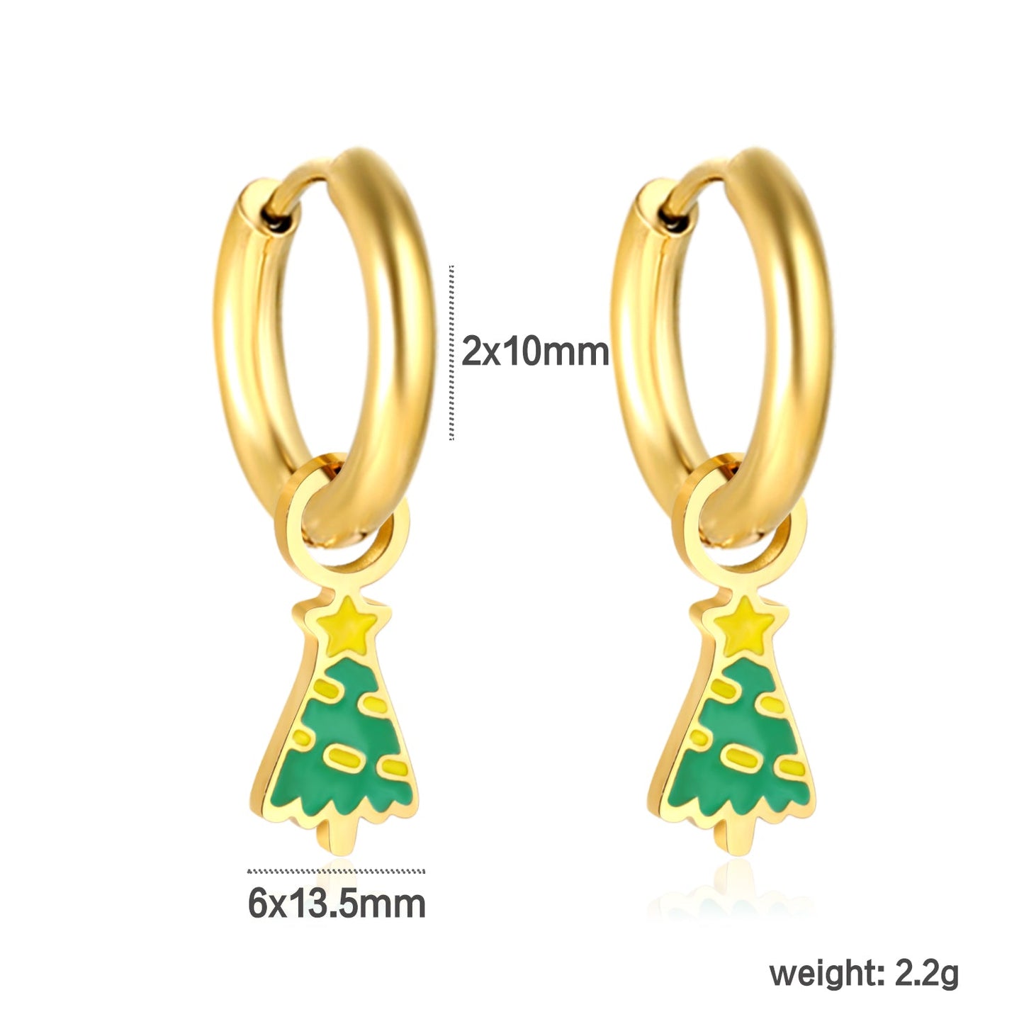 Children's Christmas Tree 6*13.5mm drop ear clips gold color asonjewelry