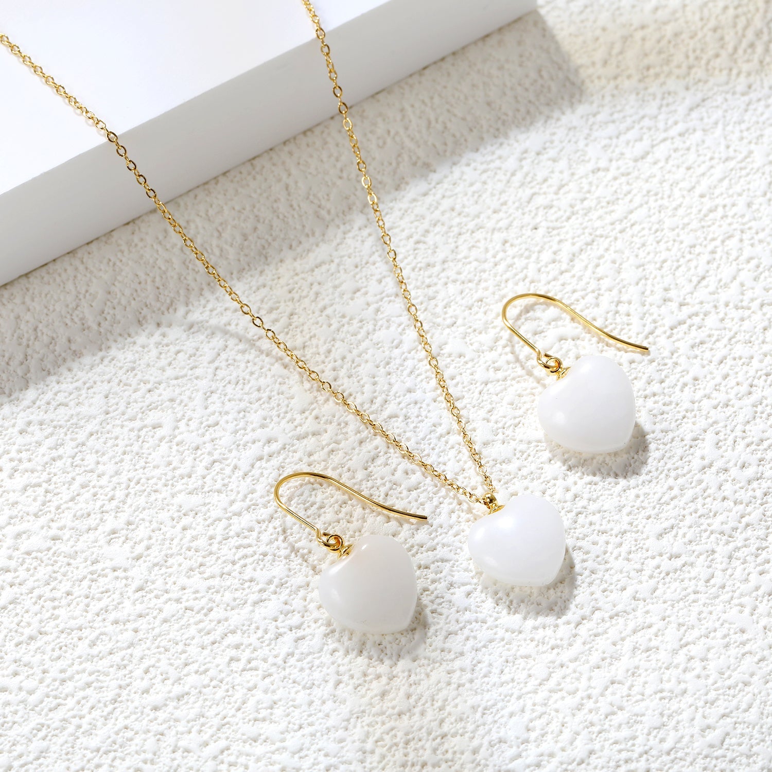 12.6*12.6mm Heart White Natural Stone Set asonjewelry