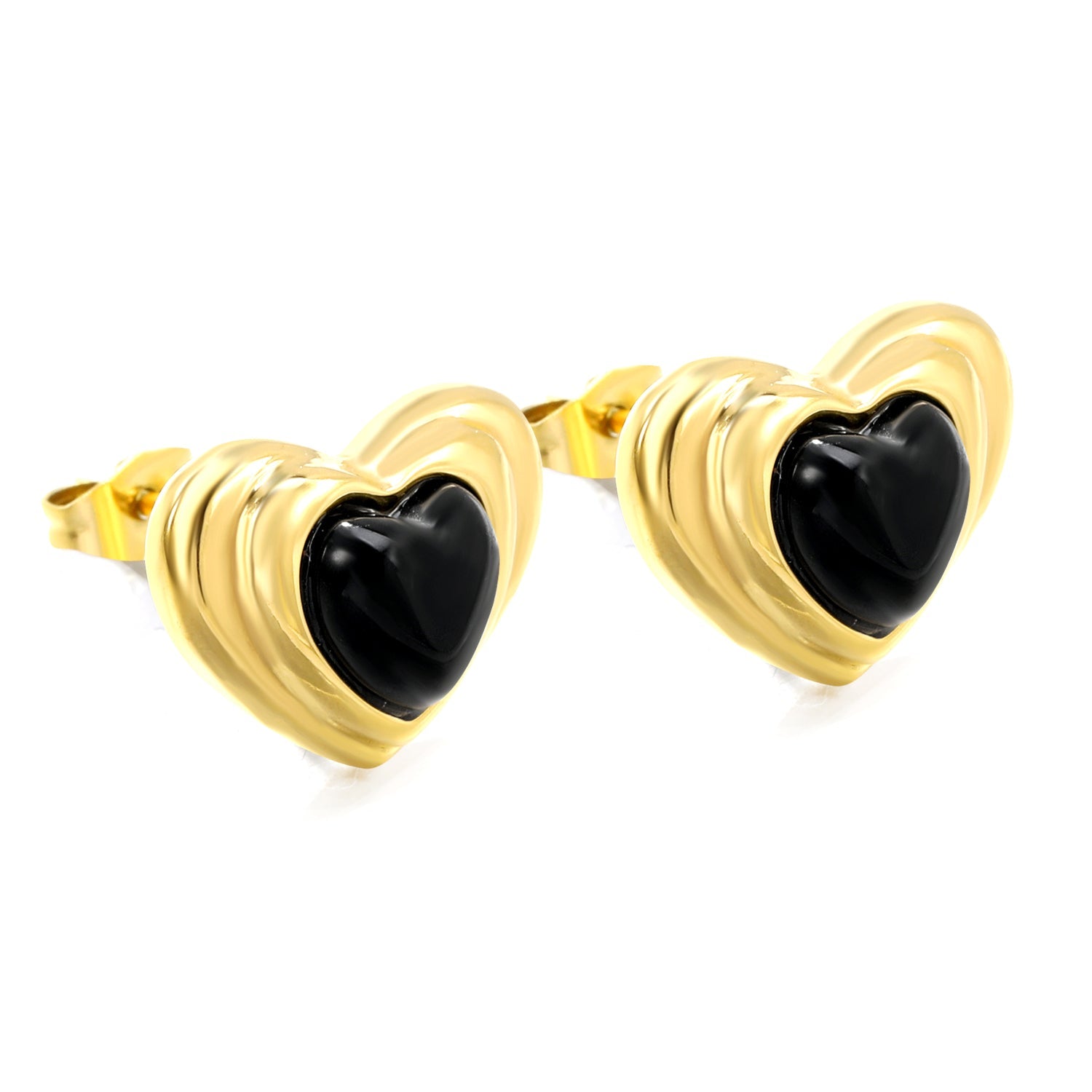 Black & Green Diamond Heart Earrings 15*11mm asonjewelry