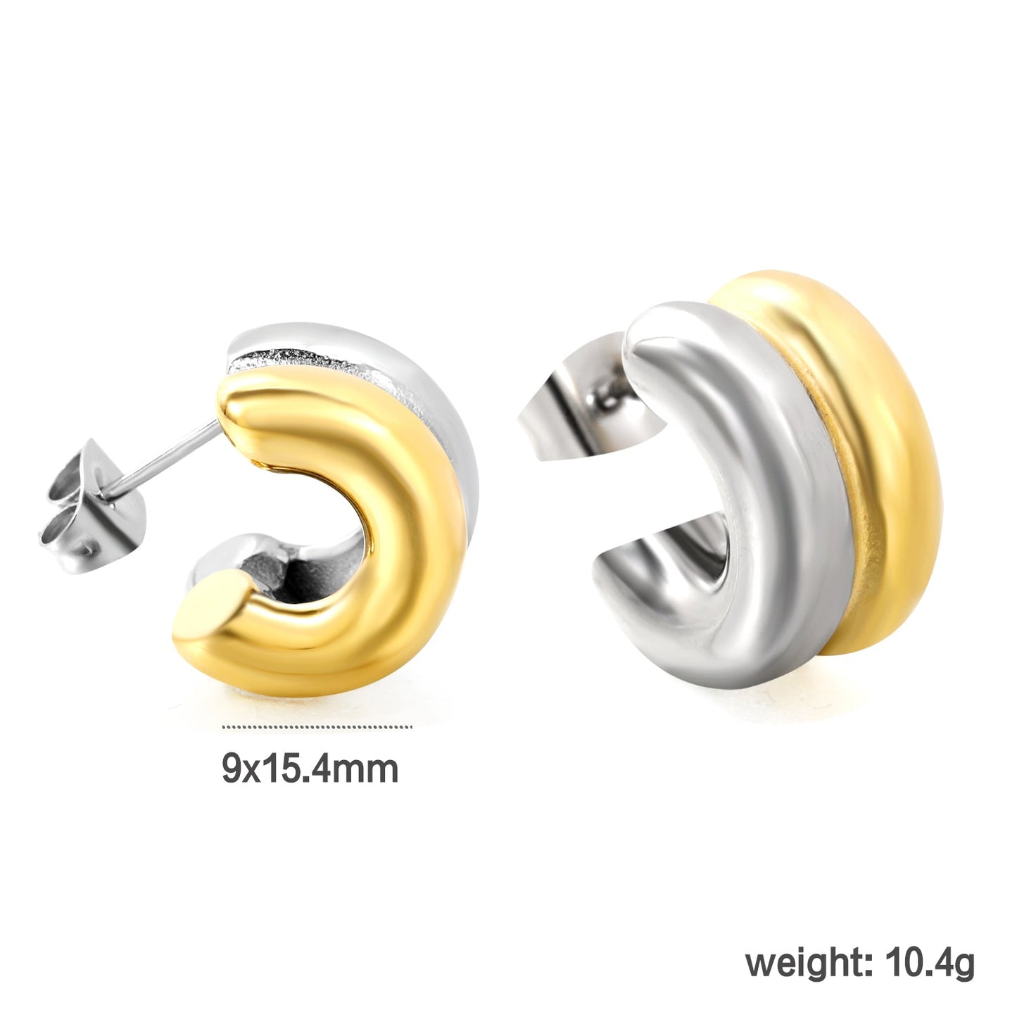 Double C-shaped Earrings 9*15.4mm asonjewelry