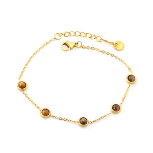 6mm 5 round discs with powdered shell/tiger's eye/colored cat's eye accessories 0.35 cross 18+3cm+6mm round tag bracelet