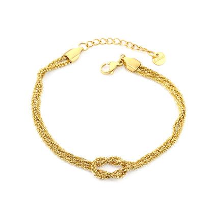 2.3mm Double Clasp Cauliflower Chain 18+3cm+6mm Round Plaque Double Chain Bracelet Gold Color asonjewelry