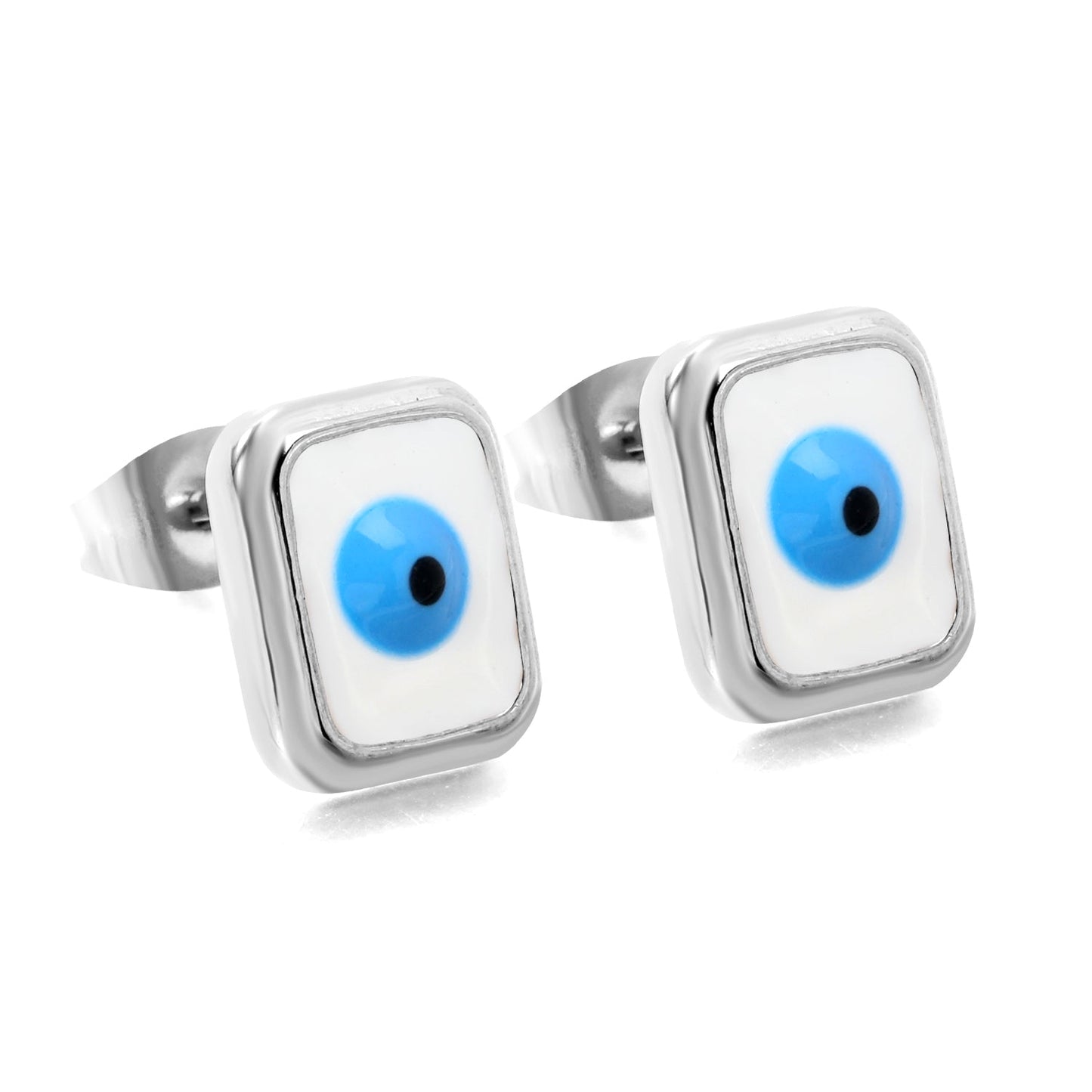 Rectangle with multi-color eyeballs multi-color bottom drop earrings 9*11mm asonjewelry