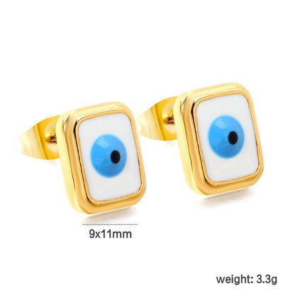 Rectangle with multi-color eyeballs multi-color bottom drop earrings 9*11mm asonjewelry