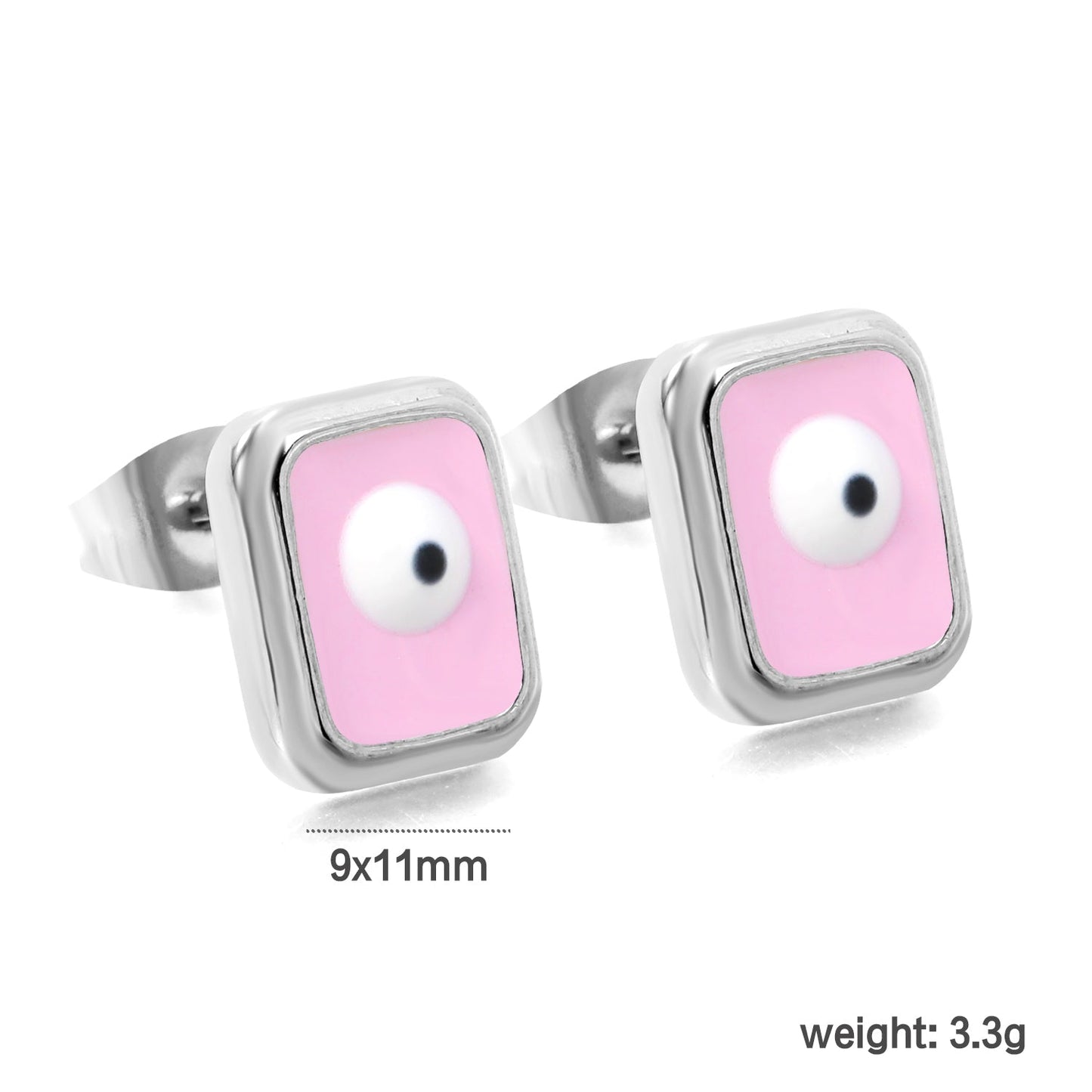 Rectangle with multi-color eyeballs multi-color bottom drop earrings 9*11mm asonjewelry
