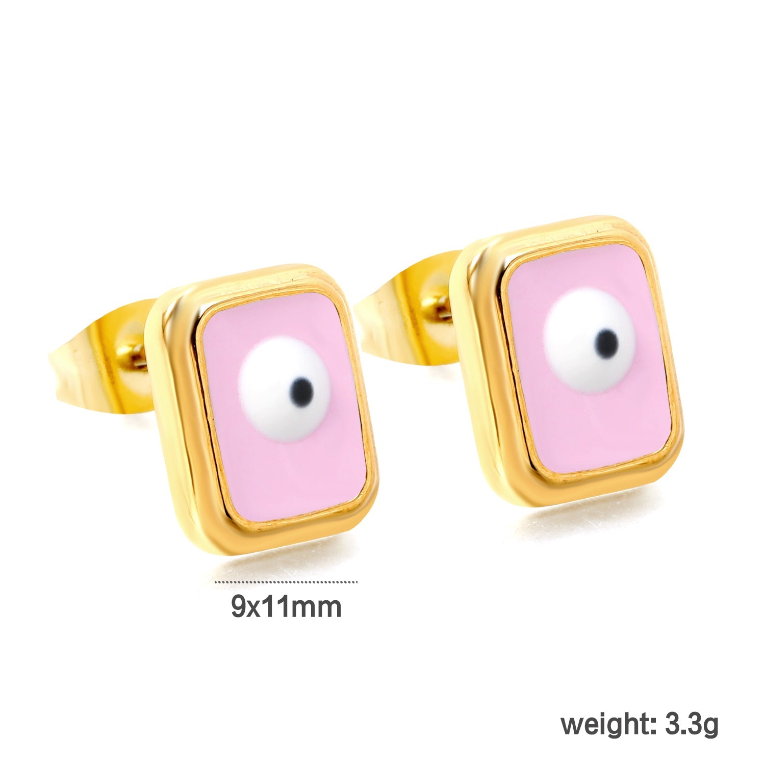 Rectangle with multi-color eyeballs multi-color bottom drop earrings 9*11mm asonjewelry