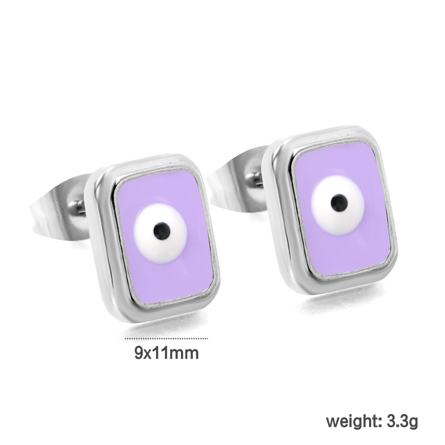 Rectangle with multi-color eyeballs multi-color bottom drop earrings 9*11mm asonjewelry