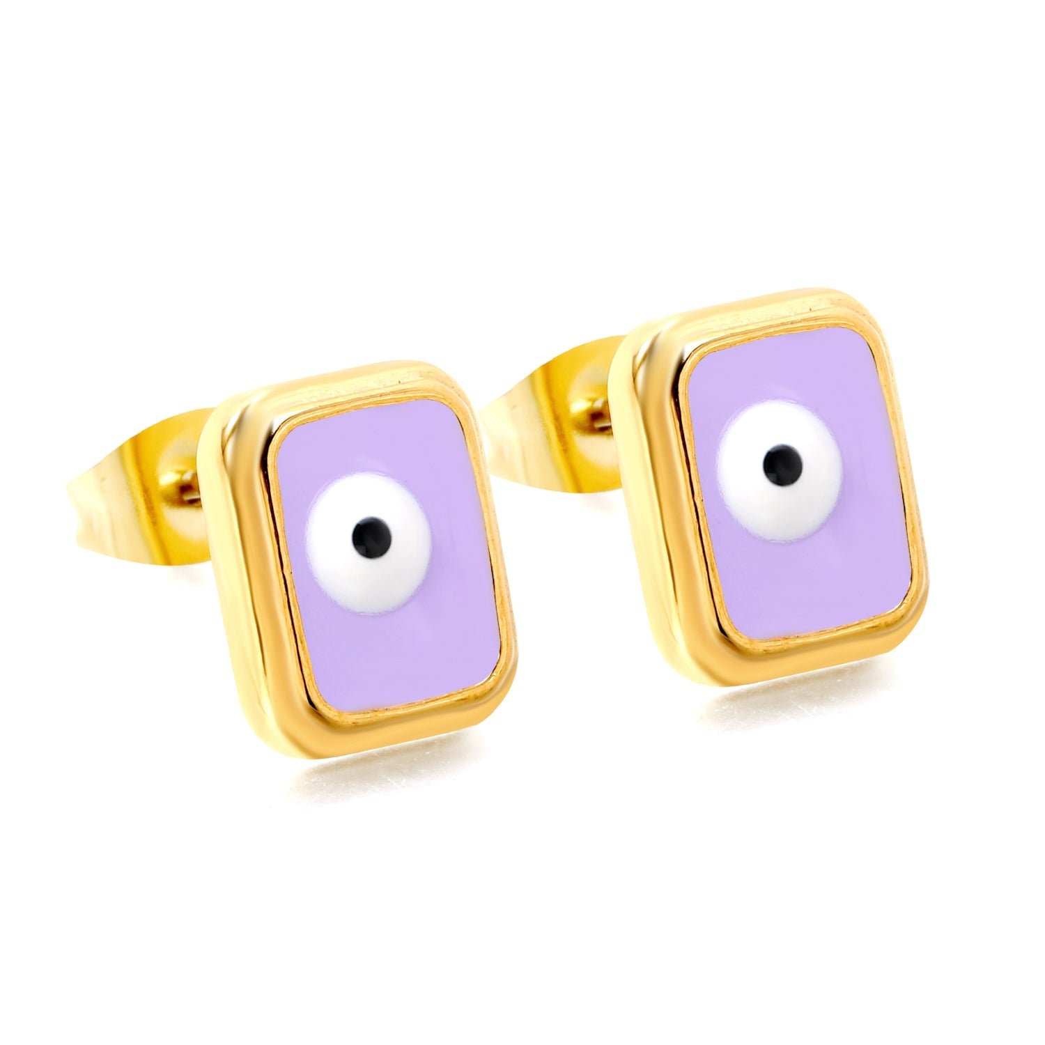Rectangle with multi-color eyeballs multi-color bottom drop earrings 9*11mm asonjewelry