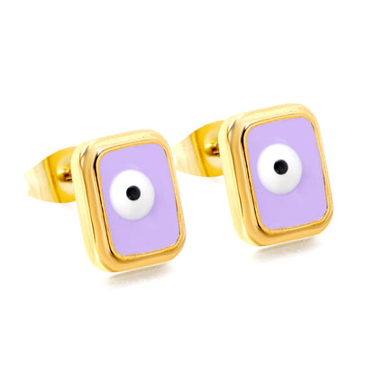 Rectangle with multi-color eyeballs multi-color bottom drop earrings 9*11mm asonjewelry