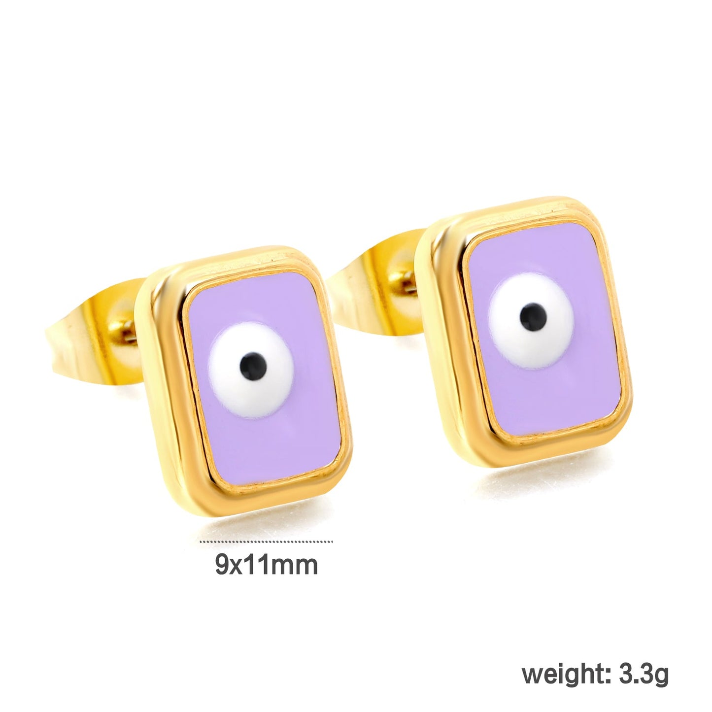 Rectangle with multi-color eyeballs multi-color bottom drop earrings 9*11mm asonjewelry