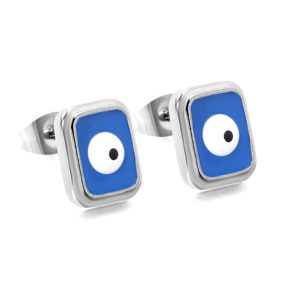 Rectangle with multi-color eyeballs multi-color bottom drop earrings 9*11mm asonjewelry