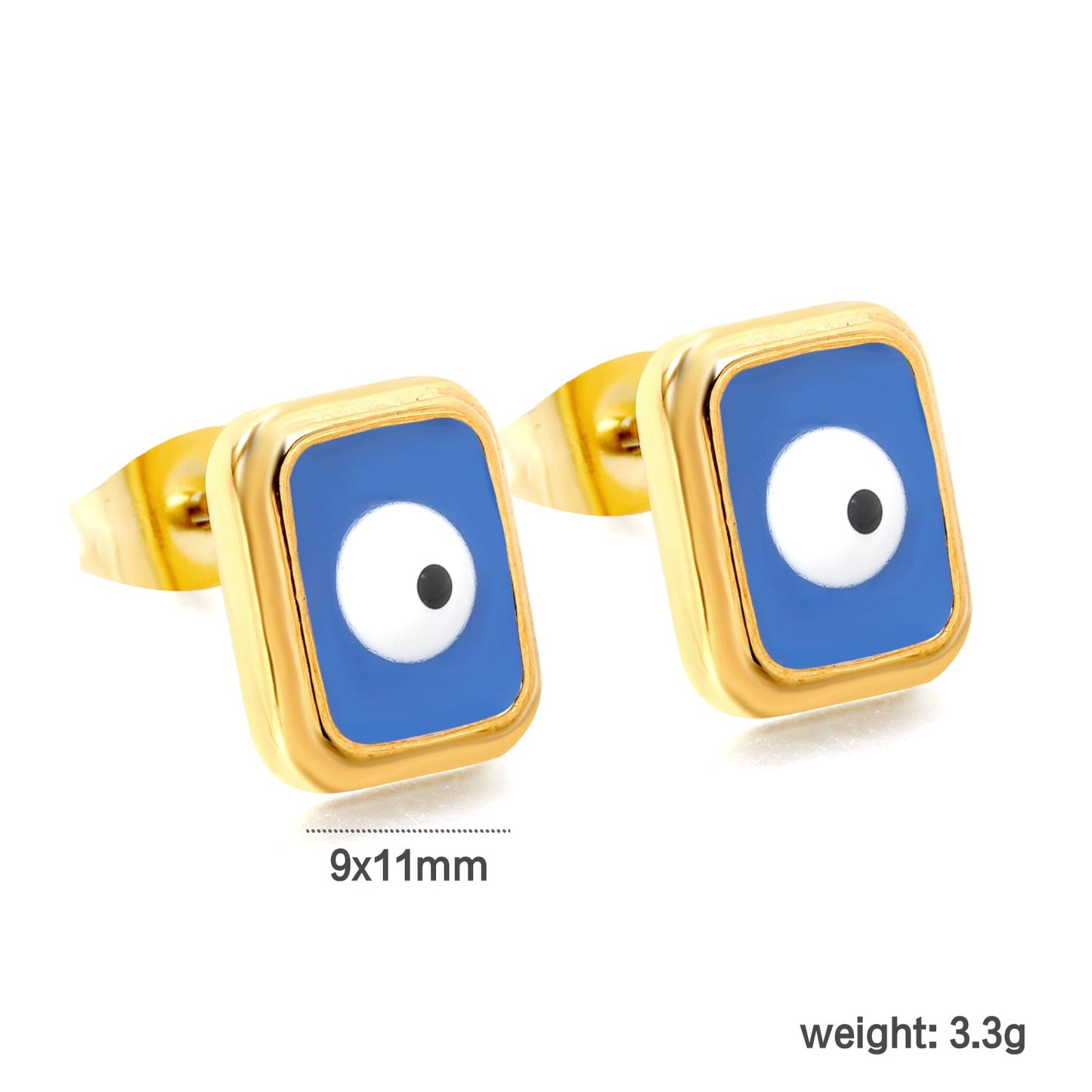Rectangle with multi-color eyeballs multi-color bottom drop earrings 9*11mm asonjewelry