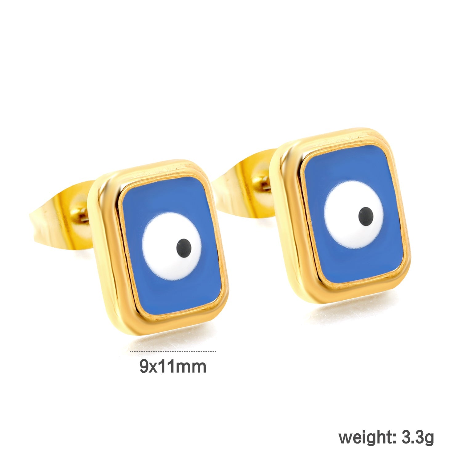 Rectangle with multi-color eyeballs multi-color bottom drop earrings 9*11mm asonjewelry