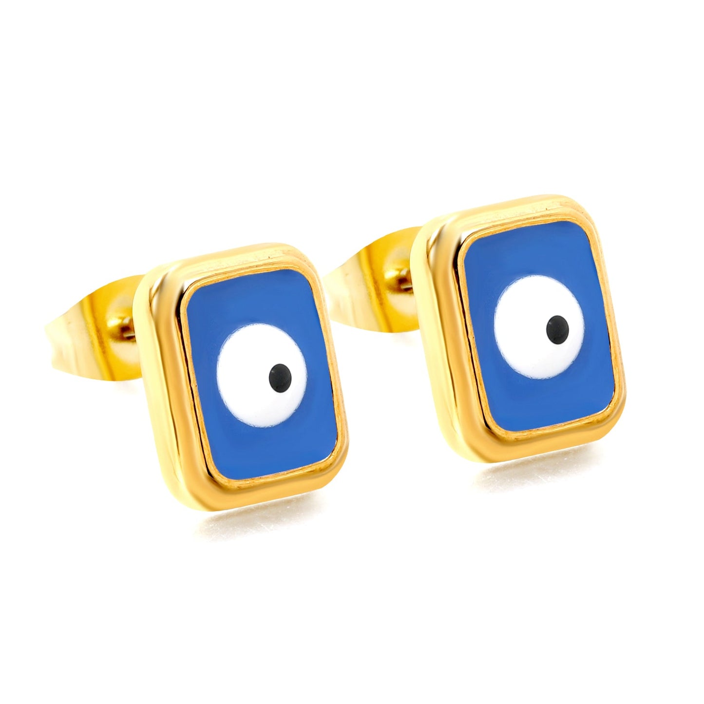 Rectangle with multi-color eyeballs multi-color bottom drop earrings 9*11mm asonjewelry