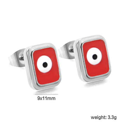 Rectangle with multi-color eyeballs multi-color bottom drop earrings 9*11mm asonjewelry