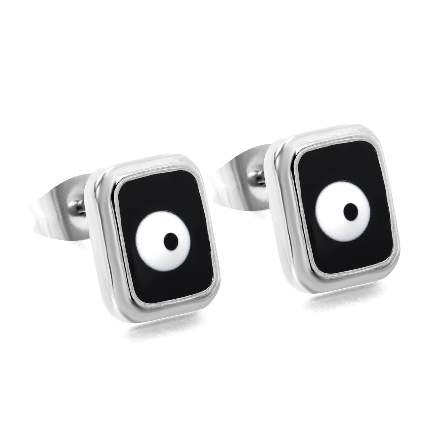 Rectangle with multi-color eyeballs multi-color bottom drop earrings 9*11mm asonjewelry