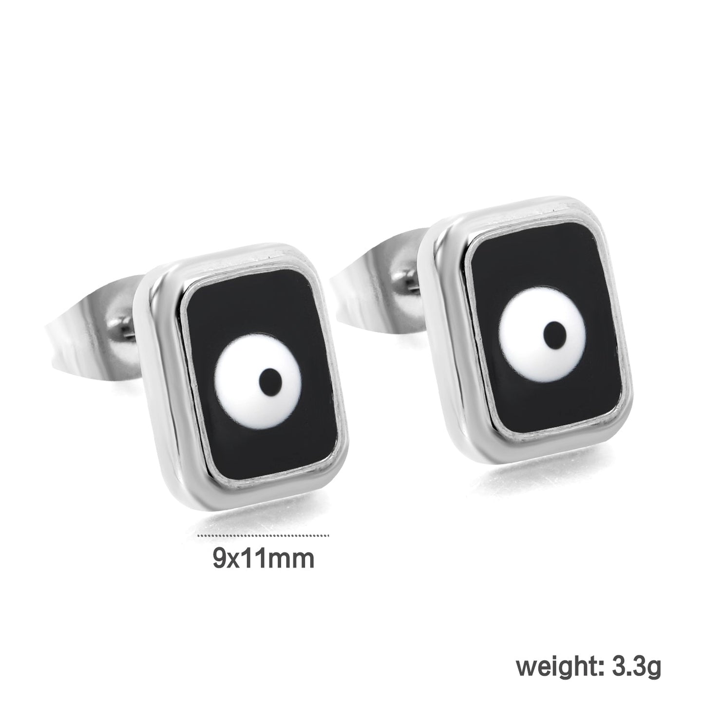 Rectangle with multi-color eyeballs multi-color bottom drop earrings 9*11mm asonjewelry