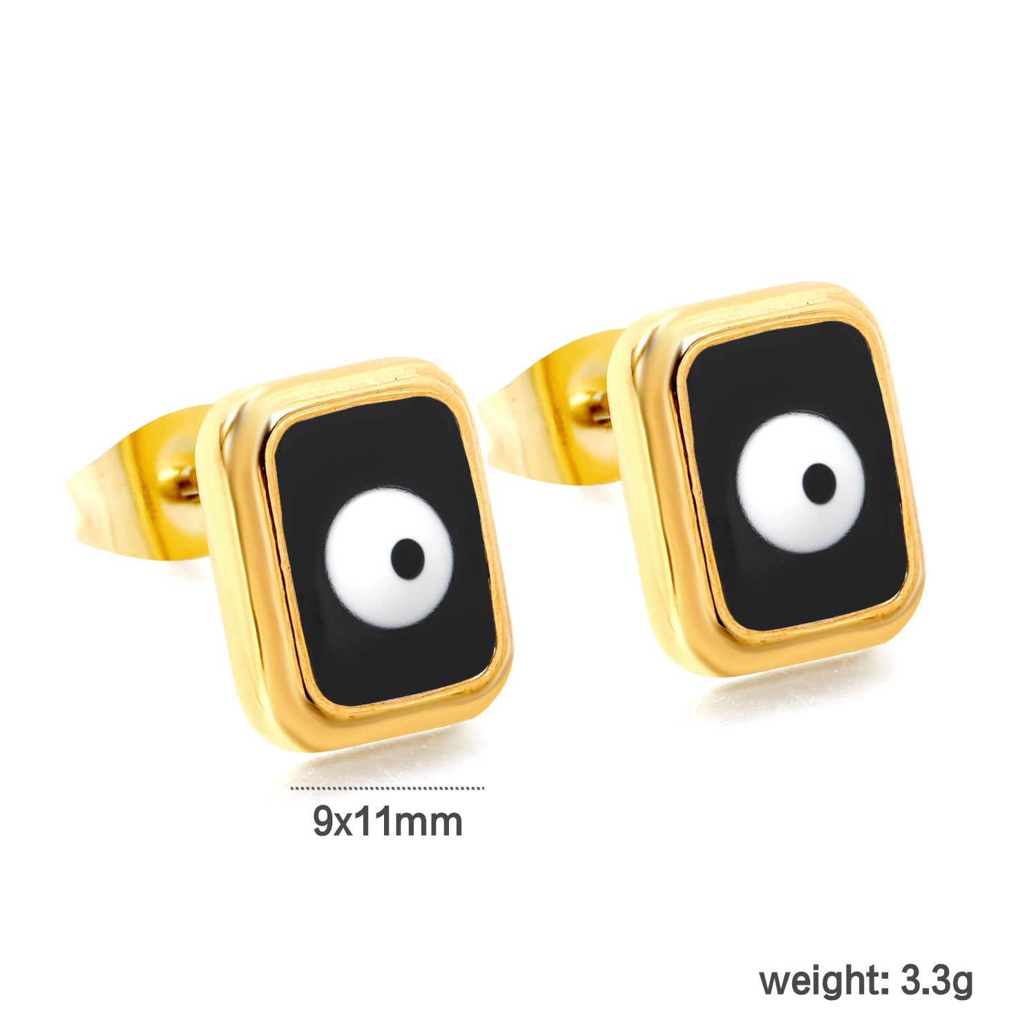 Rectangle with multi-color eyeballs multi-color bottom drop earrings 9*11mm asonjewelry