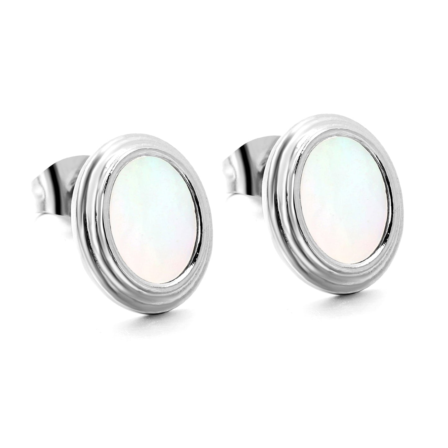 Step Lace Oval with White Shell Earrings 11*13mm asonjewelry