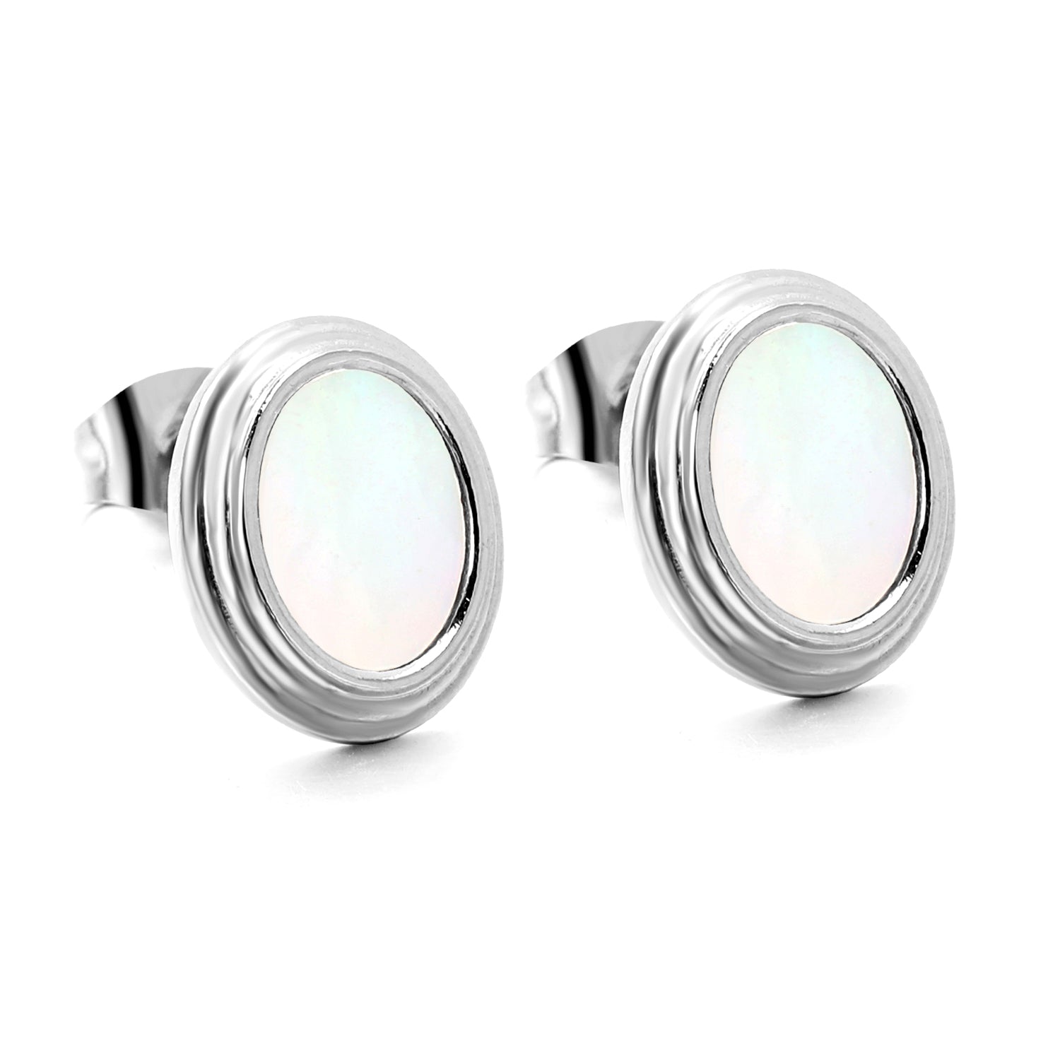 Step Lace Oval with White Shell Earrings 11*13mm asonjewelry