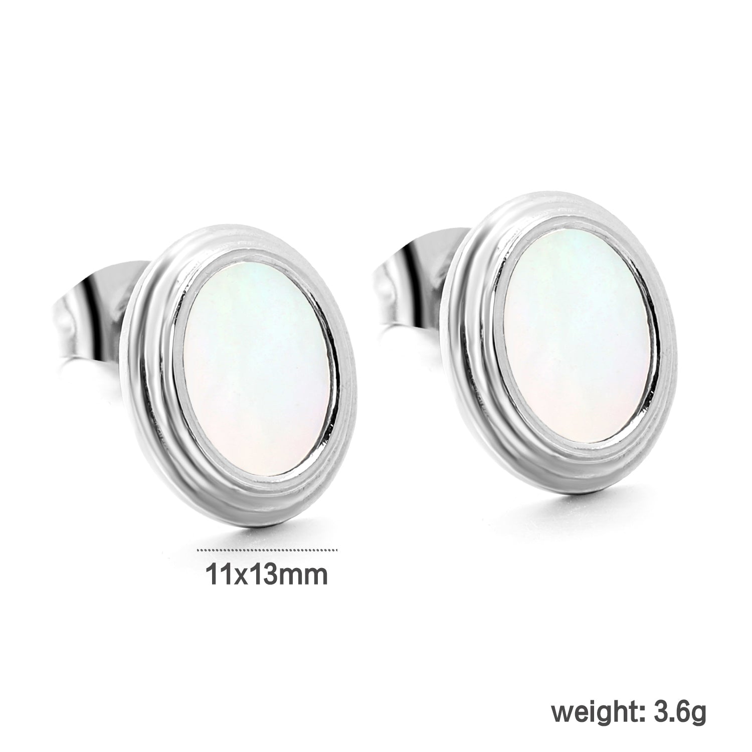 Step Lace Oval with White Shell Earrings 11*13mm asonjewelry