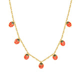 6*7.2mm Beetle Drip Oil Accessories 0.35 Cross Chain*40+5+6mm Round Plaque Necklace Golden