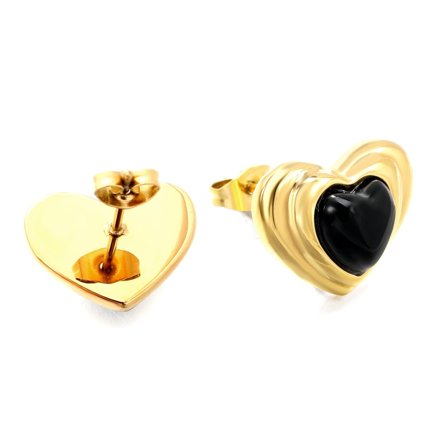 Black & Green Diamond Heart Earrings 15*11mm asonjewelry