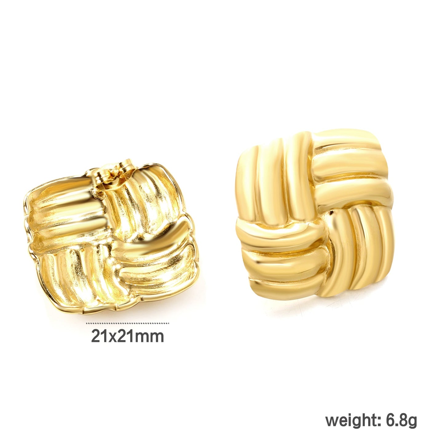 Square Knitted Earrings 21*21mm Gold Color asonjewelry