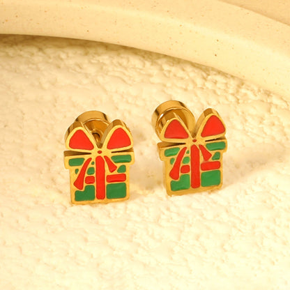 Children's Christmas Gift Twisted Plug Earrings Gold asonjewelry