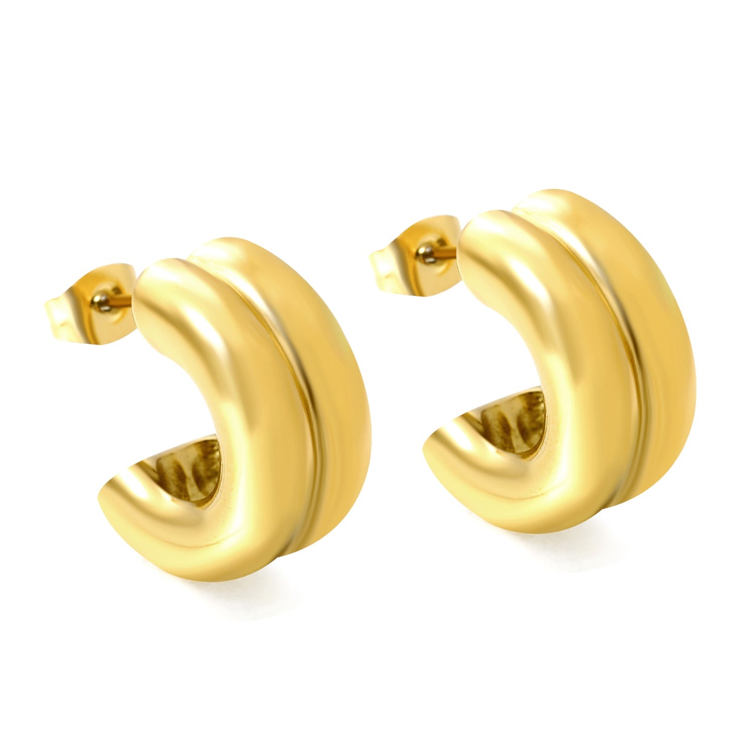 Double C-shaped Earrings 9*15.4mm asonjewelry