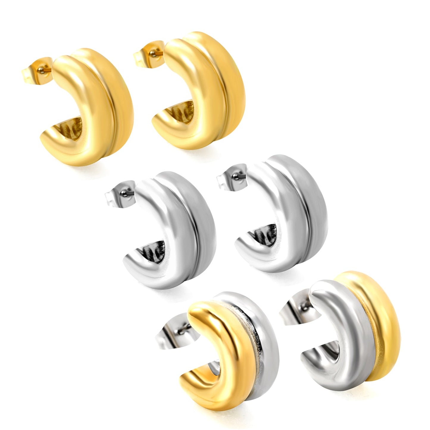 Double C-shaped Earrings 9*15.4mm asonjewelry