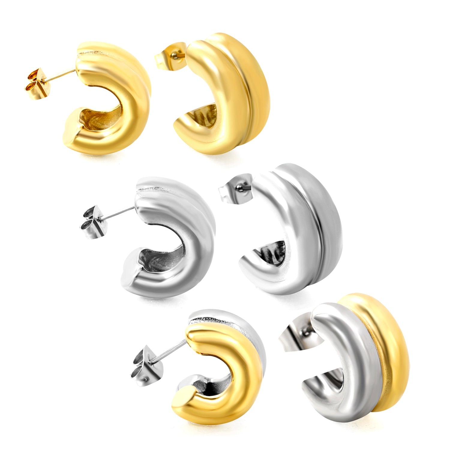 Double C-shaped Earrings 9*15.4mm asonjewelry