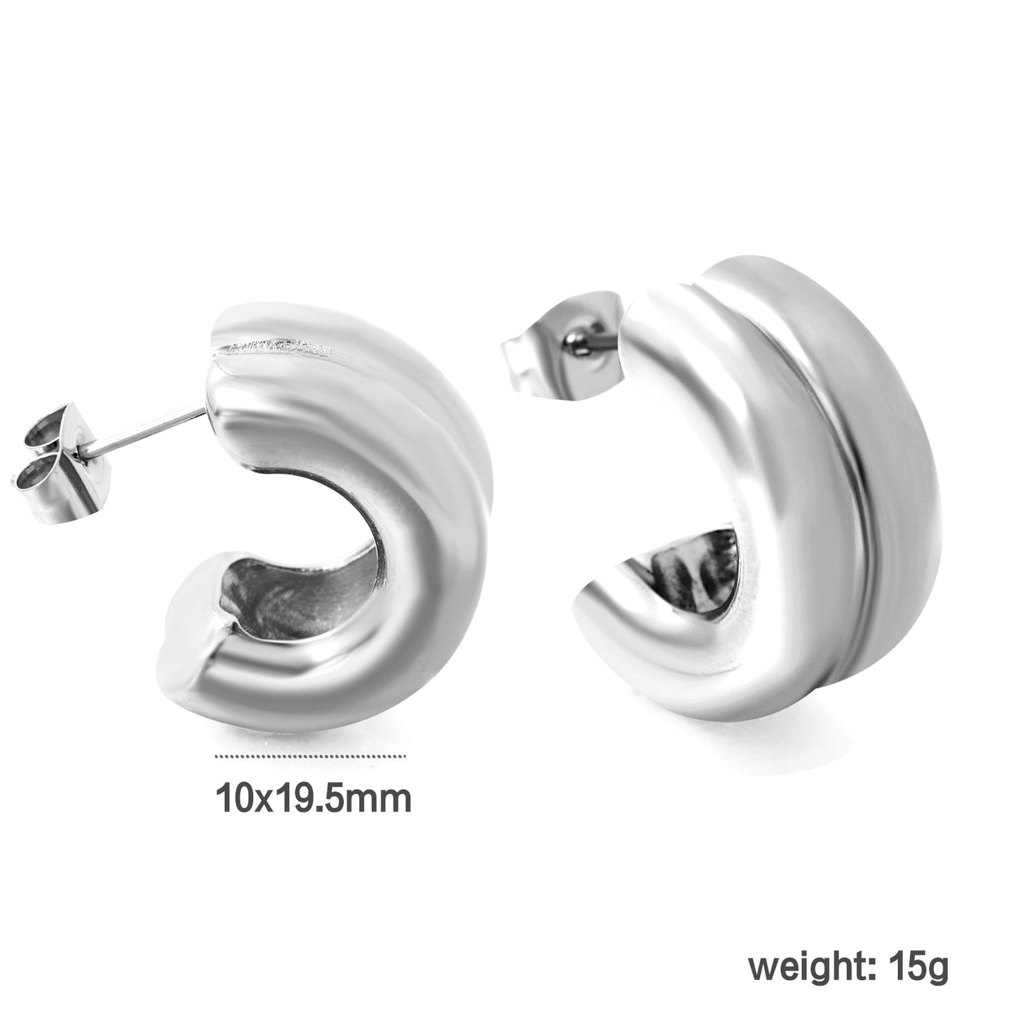 Double C-shaped Earrings 9*15.4mm asonjewelry