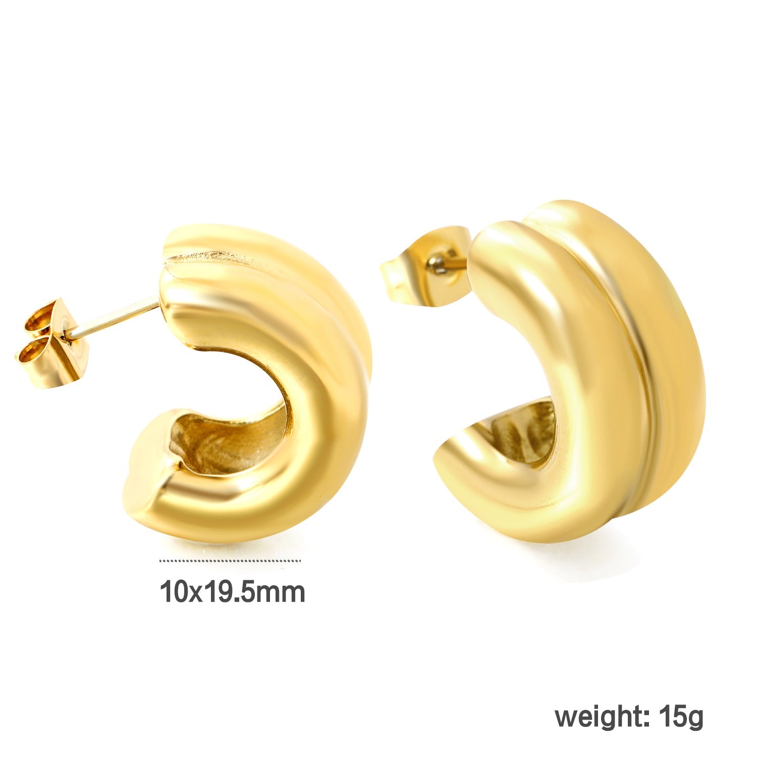 Double C-shaped Earrings 9*15.4mm asonjewelry