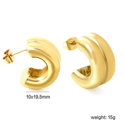 Double C-shaped Earrings 9*15.4mm asonjewelry