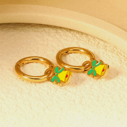 Children's Christmas bell drop earrings gold color asonjewelry